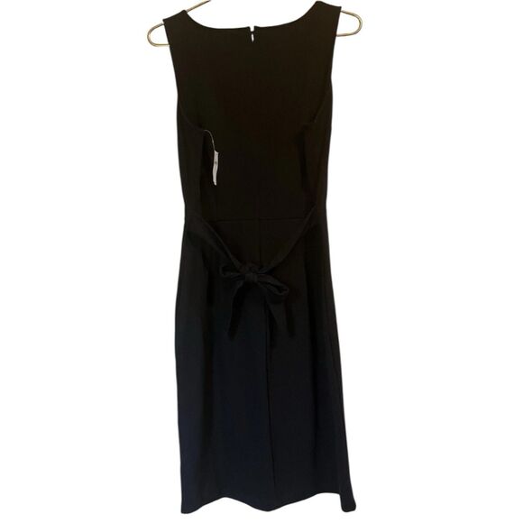 Old Navy Black Sheath Dress L Below Knee Sleeveless Cotton Tie Back NWT - Picture 2 of 14